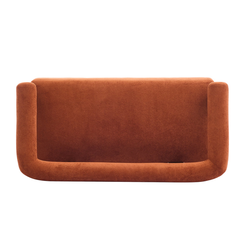 Round Armrest Loveseat (Dark Orange + Brown), photo 6 of 10