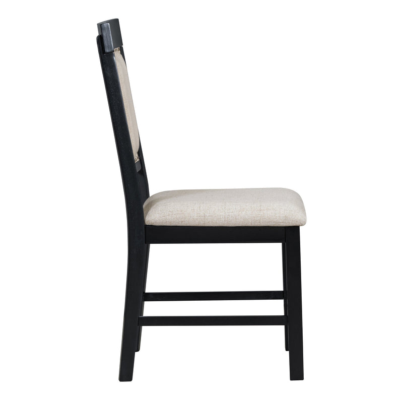 5-Piece Retro Dining Set, Rectangular Wooden Dining Table and 4 Upholstered Chairs for Dining Room and Kitchen (Black)