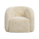 Colt - Fur Swivel Upholstered Barrel Accent Arm Chair - Cream Beige by HouseOfZazla