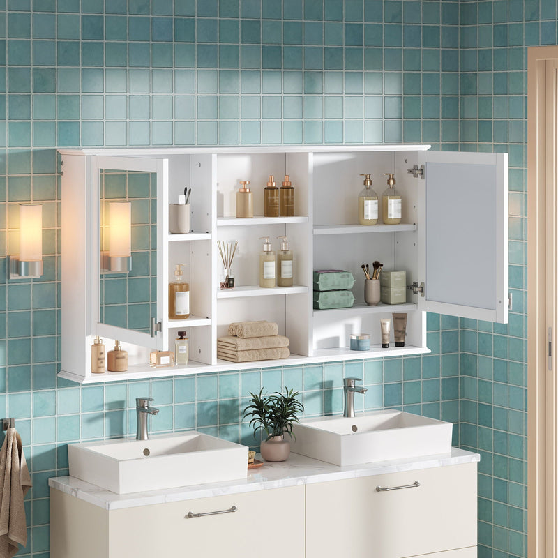 Wall Mount Mirror Cabinet With Adjustable Shelves - White, photo 9 of 14