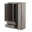 3-Door Mirror Wardrobe with shelves, Gray