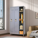 3 Door Lockers With Lock For Home, Gym, Office, School, And Garage - Gray by HouseOfZazla
