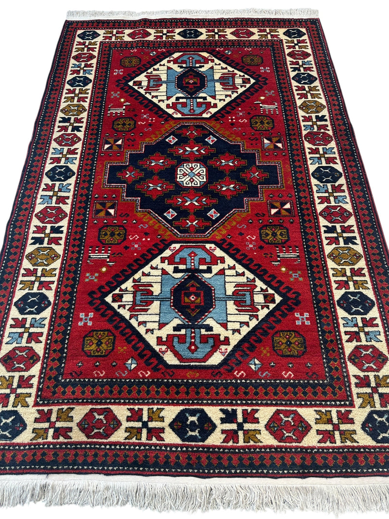Armenian Yerevan Wool Rug – 4’6” x 6’11” – Hand-Knotted Geometric Design