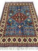 Hand-Knotted Afghani Kazak Wool Rug – 5’0″  x  6’10″