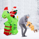 8 Feet Lighted Christmas Inflatable Santa Claus Dinosaur Decoration with Gift Boxes by LJGDeals