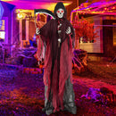 8 Feet Halloween Standing Grim Reaper with Terrifying Sounds and Lighted Eyes by LJGDeals