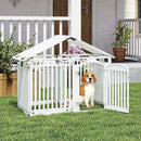 8-Panel Tall Plastic Dog Fence Indoor Outdoor Puppy Pen with Locking Door-White by LJGDeals