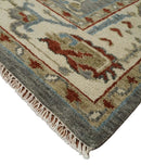 Hand Knotted Wool Area Rug Charcoal Red Beige Traditional Style by The Rug Decor