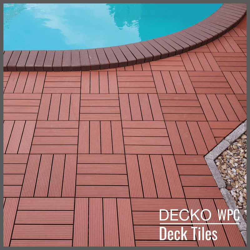 Deck Tile <b>Corner Ramp Edge</b> - for Premium WPC Interlocking Tiles | DECKO (3.1"/3.1"/0.8") - (One Piece)