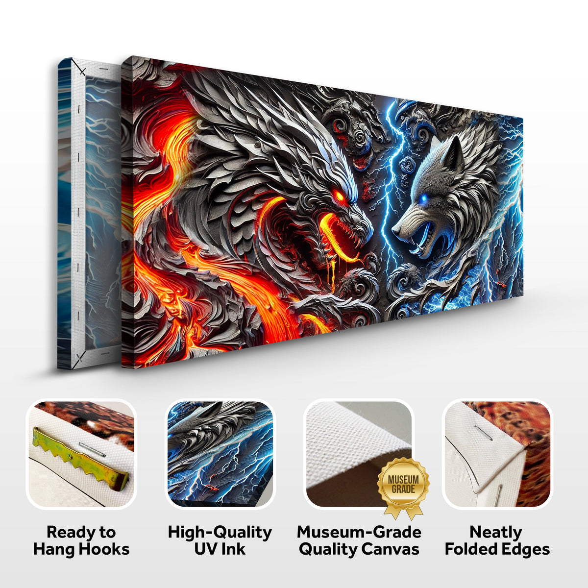 3D Dragon and Wolf Wall Art IV, photo 8 of 10