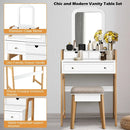 Vanity Table Set with Cushioned Stool and Large Mirror by LJGDeals