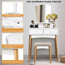 Makeup Vanity Set with 6 Drawers and Unique Shape Mirror by LJGDeals