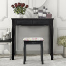 Vanity Wood Dressing Stool Padded Piano Seat with Rose Cushion by LJGDeals