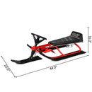 Kids Snow Sled with Steering Wheel and Double Brakes Pull Rope
