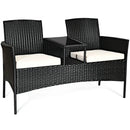 Wicker Patio Conversation Furniture Set with Removable Cushions and Table by LJGDeals