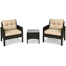 3 Pcs Outdoor Patio Rattan Conversation Set with Seat Cushions-Black by LJGDeals
