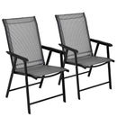 Set of 2 Outdoor Patio Folding Chairs-Gray by LJGDeals