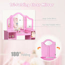 Kids Tri Folding Mirror Makeup Dressing Vanity Table Set by LJGDeals