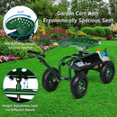 Heavy Duty Garden Cart with Tool Tray and 360 Swivel Seat-Green