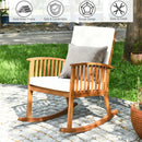 Outdoor Acacia Wood Rocking Chair with Detachable Washable Cushions by LJGDeals