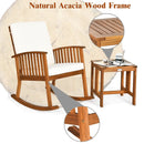 2 Pieces Acacia Wood Patio Rocking Chair Table Set by LJGDeals