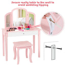 Kids Princess Make Up Dressing Table with Tri-folding Mirror and Chair by LJGDeals