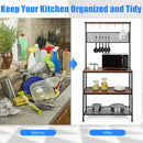 4-Tier Kitchen Rack Stand with Hooks and Mesh Panel by LJGDeals