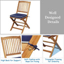 3 Pieces Patio Folding Bistro Set with Padded Cushion and Round Coffee Table-Navy by LJGDeals