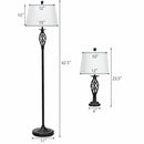 2 Table Lamps 1 Floor Lamp Set with Fabric Shades by LJGDeals