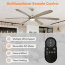 72" Jaydn Farmhouse Satin Nickel DC Motor Downrod Mount Reversible Ceiling Fan with Lighting and Remote Control by ParrotUncle