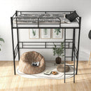 Metal Loft Twin Bed Frame Single High Loft Bed-Black by LJGDeals