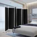 6-Panel Room Divider Folding Privacy Screen with Steel Support Base-Black