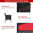 Wicker Patio Conversation Furniture Set with Removable Cushions and Table-Red