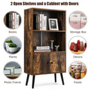 2-Tier Retro Bookcase Bookshelf with 3 Compartment-Coffee by LJGDeals