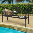 Patio Garden Bench Steel Frame with Adjustable Center Table by LJGDeals