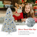 7.5 Ft Hinged Unlit Artificial Silver Tinsel Christmas Tree by LJGDeals