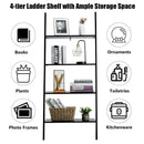 Multipurpose 4-Tier Industrial Leaning Wall Bookcase with Metal Frame by LJGDeals