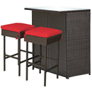 3PCS Patio Rattan Wicker Bar Table Stools Dining Set-Turquoise by LJGDeals