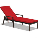 Patio Rattan Lounge Chaise Recliner with Back Adjustable Cushioned by LJGDeals