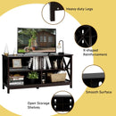 Wooden TV Stand Entertainment for TVs up to 55 Inch with X-Shaped Frame by LJGDeals