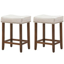 Set of 2 Nailhead Saddle Bar Stools 24 Inch Height by LJGDeals