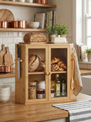 Bamboo Bread Box with Clear Doors – 2-Tier Kitchen Countertop Organizer by 2Dropme