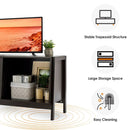 TV Stand Modern Entertainment Cabinet with Sliding Doors-Dark Brown by LJGDeals