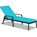 Patio Rattan Lounge Chaise Recliner with Back Adjustable Cushioned by LJGDeals