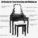 Vanity Dressing Table Set with 10 Dimmable Bulbs and Cushioned Stool by LJGDeals