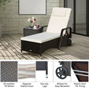 Outdoor Recliner Cushioned Chaise Lounge with Adjustable Backrest by LJGDeals
