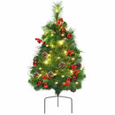 Set of 2 29 Inch Battery Powered Pre-lit Pathway Holiday Christmas Trees by DirectDeals
