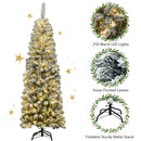 6 Feet Pre-lit Snow Flocked Artificial Pencil Christmas Tree with 250 LED Lights by LJGDeals