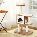 46 Inch Wooden Cat Activity Tree with Platform and Cushions by LJGDeals