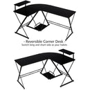 L-Shaped Desk Reversible Corner Computer Desk with Movable Shelf and CPU Stand by LJGDeals